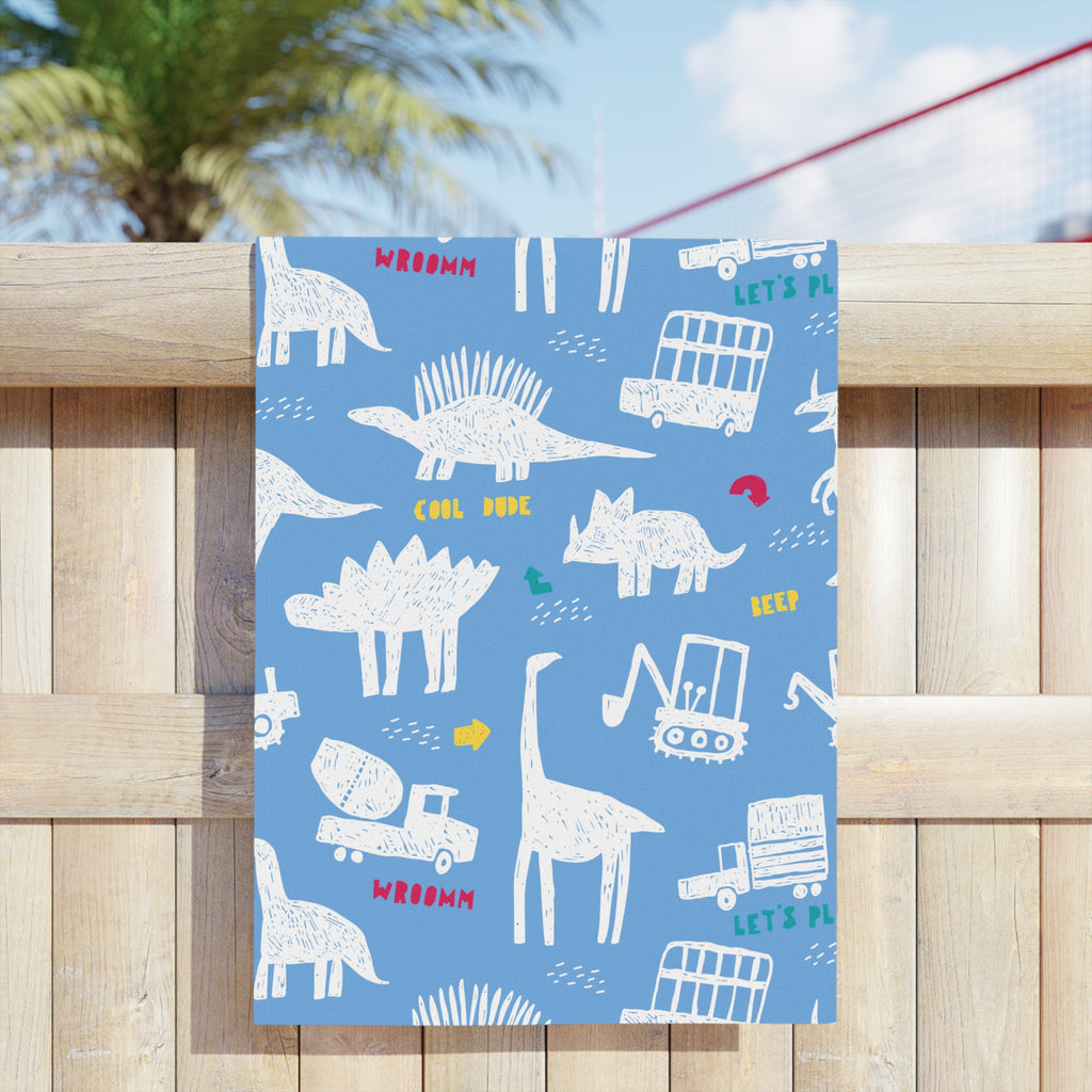 Dino's and Trucks-Kids Beach Towel
